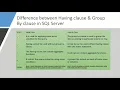 Difference between Having and Group By in SQL Server