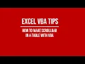 How to make scrollbar in a table with simple VBA and offset function