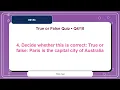 True or False Quiz 10 Trivia and Fact Check Practice Questions