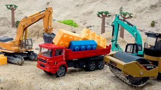 Valientes camiones excavadoras en una divertida historia de coches de juguete