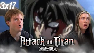 absolute peak cinema i attack on titan 3x17 reaction first time anime watchers