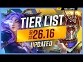 NEW UPDATED TIER LIST for PATCH 26 16 - League of Legends