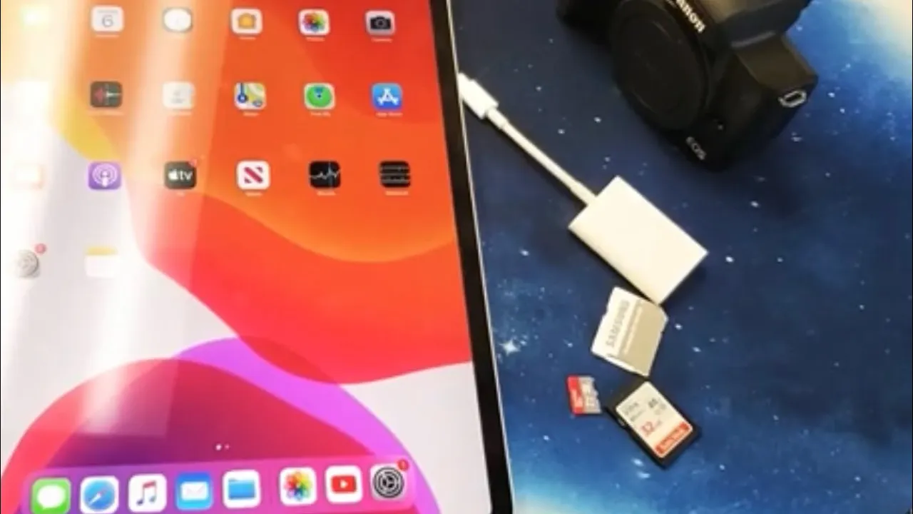 Apple iPad video file transfer using Lightning to SD card reader