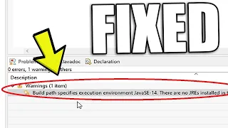 Fix Eclipse Warning There are no JREs installed in the workspace that are strictly compatible