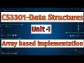Array based implementation in data structures tamil CS3301 Anna university reg-2021