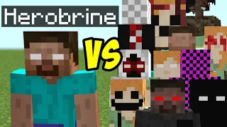 herobrine vs all reepypasta mobs in minecraft