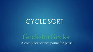 Cycle Sort GeeksforGeeks