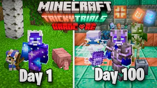 قضيت 100 يوم في ماين كرافت هاردكور بالتحديث الجديد 1 21 هزمت التنين بضربة وحدة 