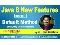 Java 8 New Features Session 5 Default Method Java 8 New Features Mr Hari Krishna