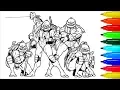 TEENAGE MUTANT NINJA TURTLES 4 Coloring Pages Colouring Pages For Kids With Colored Markers
