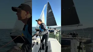 Will we hit the mark or the boat? Toyt!  #ourladydefiant #yachtracing #sailboat #sailing