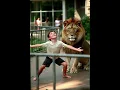Brave Kid Shows Cool Action Move to a Lion at the Zoo! 🦁✨ #lion  #zoo #shorts