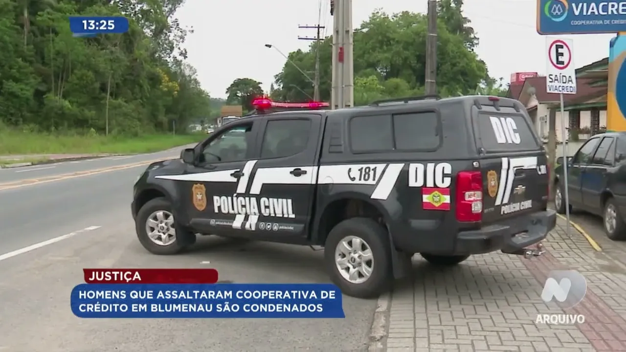 Justiça: homens que assaltaram cooperativa de crédito em Blumenau são condenados
