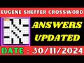 Eugene Sheffer Crossword Online Game for Nov 30 2024 Sheffer Crossword Puzzle Answers for 2024