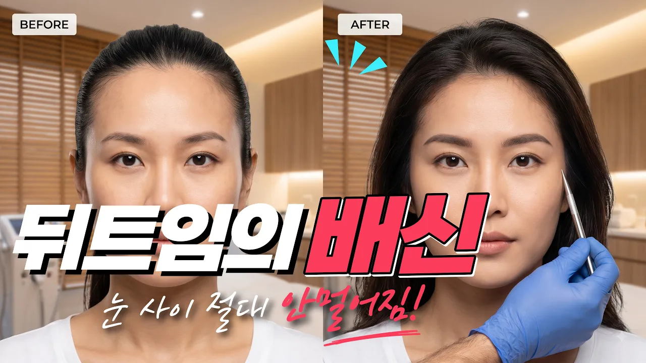눈 사이 30mm 넘는데 눈이 쏠려 보인다고요? 무조건 관자놀이를 좁히세요