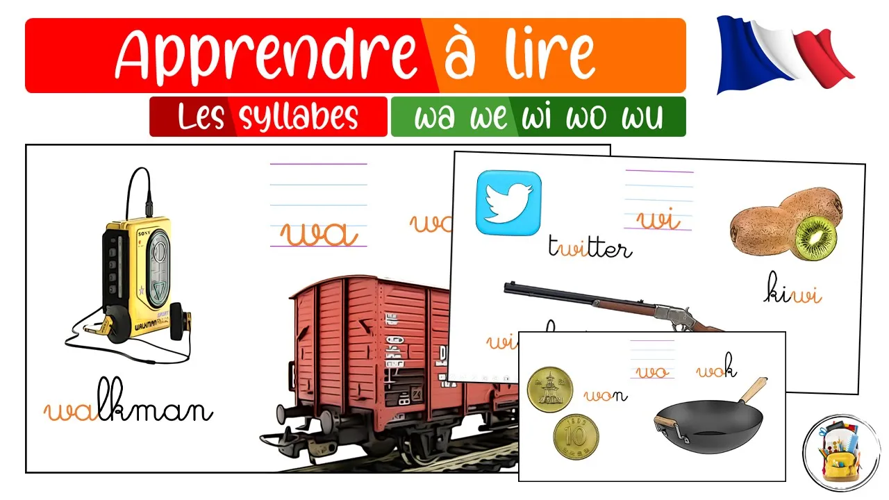 Les Syllabes WA WE WI WO WU - Apprendre À Lire En Français - Les Sons Du CP - Vocabulaire En Image