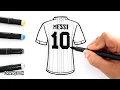 How to Draw LIONEL MESSI Argentina JERSEY Easy Football Shirt Drawing
