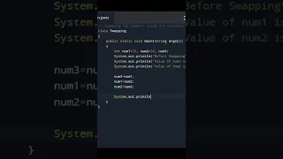 Swapping two numbers using 3rd variable in java Program in Java Programs for Beginners Shorts