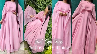 Trending Cape Dress Cutting And Stitching ✨️/ Party Wear Cape Dress Designing Tutorial