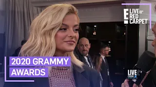 Bebe Rexha Tries to Keep Her Boobs in at 2020 Grammys E Red Carpet Award Shows