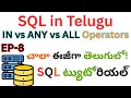SQL Tutorial in Telugu EP 8 IN ANY and ALL Operators with Subqueries Clear Explanation 2025