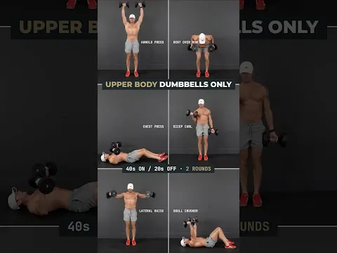 Upper Body Dumbbell Workout 💪 6 Moves (Push + Pull)