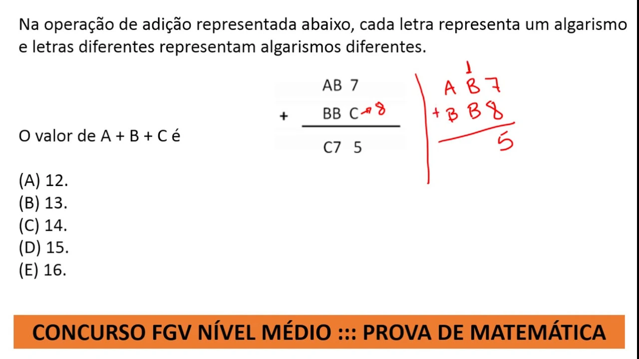 Prova de Matemática #FGV Concurso Agente Educador I Q28 Raciocínio Lógico