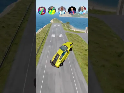 🚘CR7 vs Messi vs Mbappe 🏆 Fifa World Cup ⚽️#beamngdrive #ronaldo vs messi #shorts #football