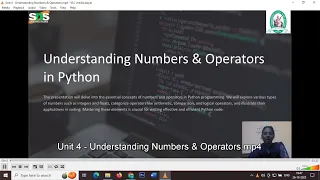Understanding Numbers Operators Problem Solving using Python SNS Institutions