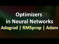 Optimizers in Neural Networks Adagrad RMSprop ADAM Deep Learning basics