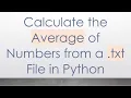 Calculate the Average of Numbers from a txt File in Python