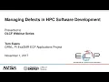 IDEAS-ECP Webinar Managing Defects in HPC Software Development
