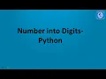 Python for Beginner - Split Integer into Digits