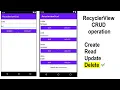 Android Studio CRUD RecyclerView CRUD operation Delete RecycleView SQLite Data
