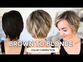 Dark Brown to Blonde in One Appointment Full Highlight Color Correction Tutorial on Short Hair