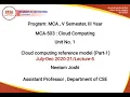 MCA 503 CLOUD COMPUTING CLOUD COMPUTING REFERENCE MODEL PART 1 MCA III YEAR