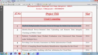 2016 and 2017 IEEE Cloud Computing Projects List
