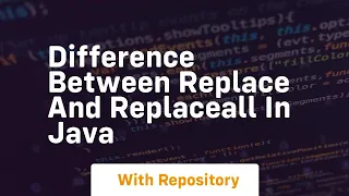 difference between replace and replaceall in java