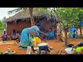 African village life Village food Roasted Mango Chicken stew with ugali for breakfast