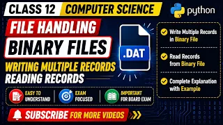Writing multiple records and reading records from Binary file python Class 12 Computer Sci