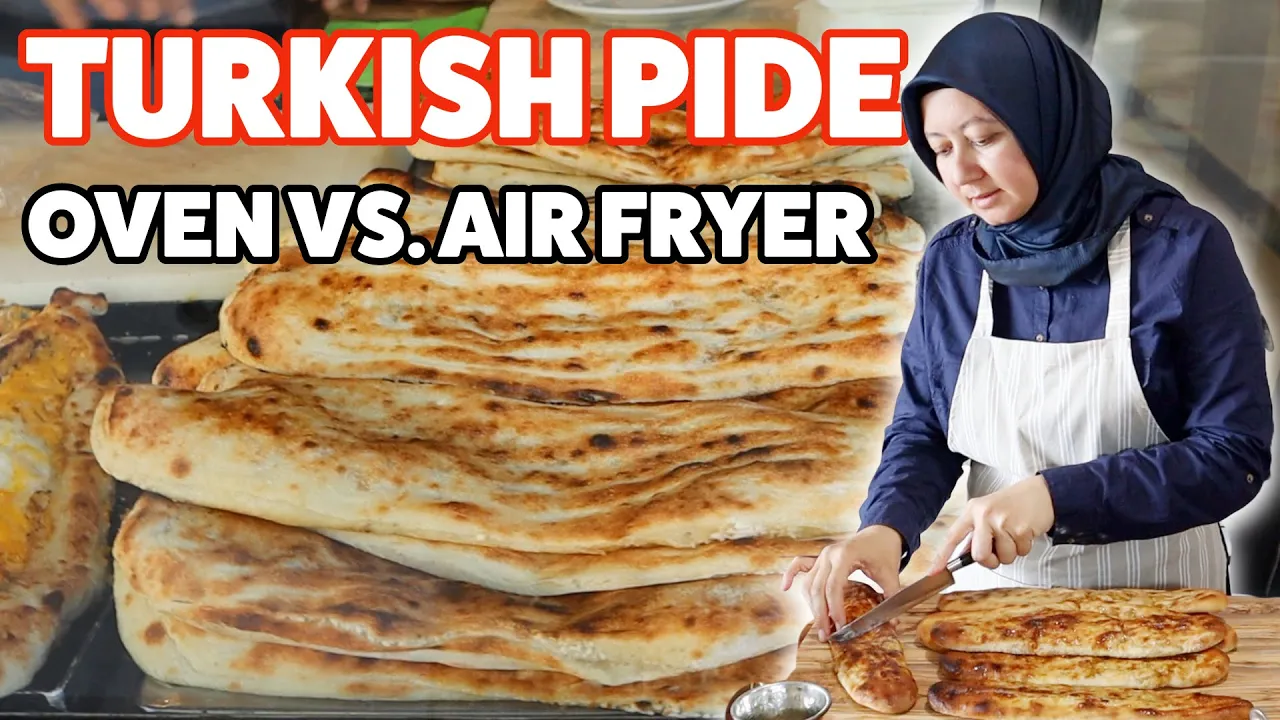 TURKISH KIR PIDE with Potato & Minced Meat   Oven vs. Air Fryer! #turkishpide