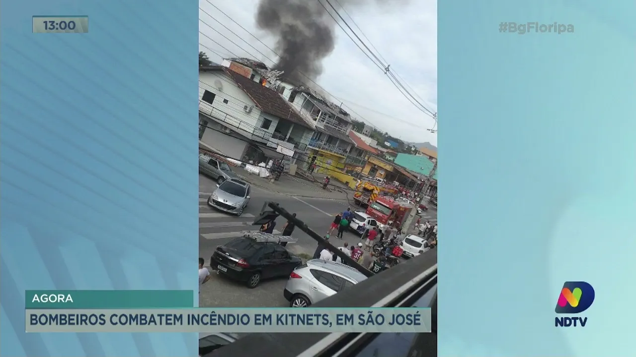 Bombeiros combatem incêndio em apartamentos, em São José