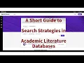 Tutorial Search Strategies Boolean Operators in Academic Databases Web of Science