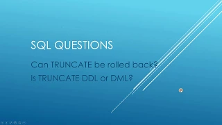 SQL Questions - TRUNCATE