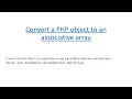 php object to php array