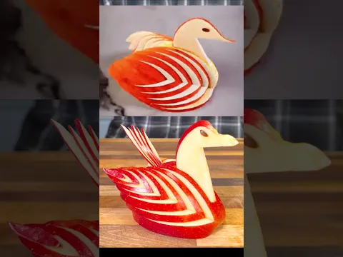 Snack Time Swan Sculpted From A Single Sweet Apple!🦢 #shorts #apple #swan #hack @zackdfilms