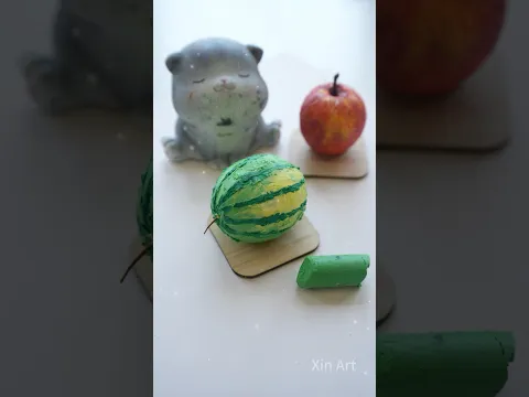 Oil pastel 3D mini watermelon #oilpastel #creativeart #art