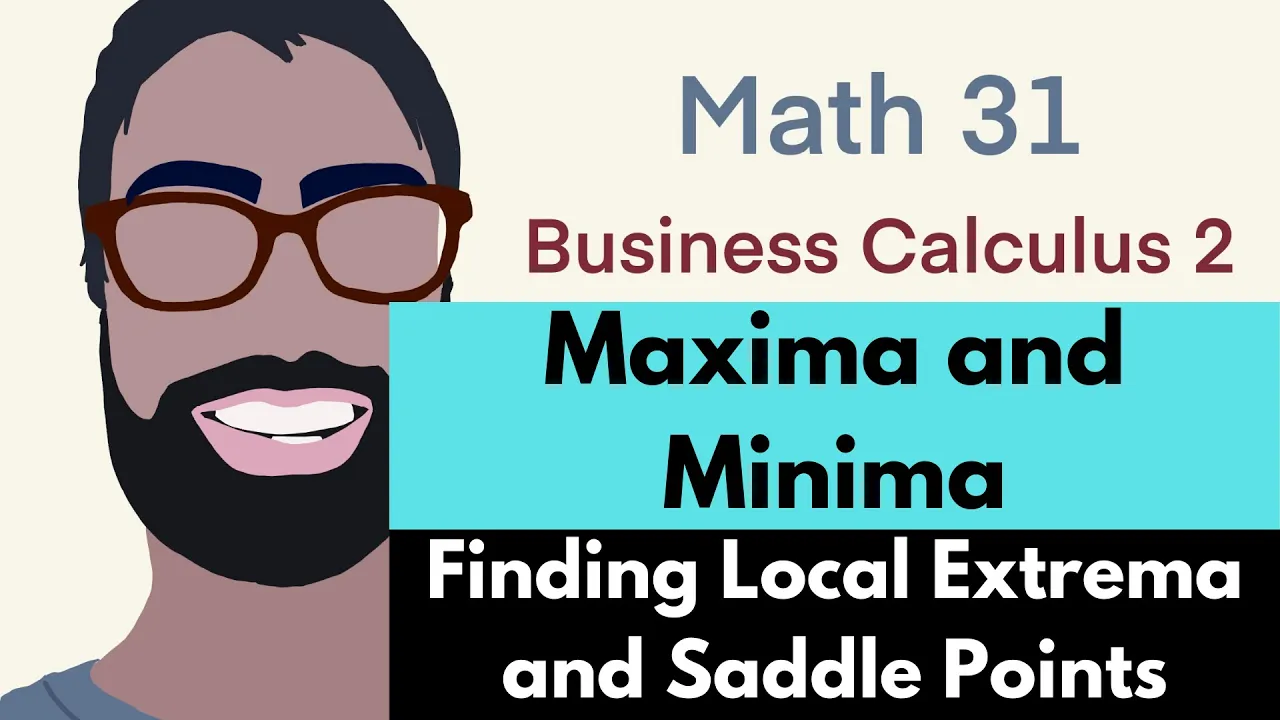 8.3 Maxima and Minima--Local Extrema of Multivariable Functions (Video 2) | Business Calculus 2