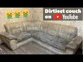 You never seen DIRTIEST couch like this ASMR Upholstery cleaning Heavy soiled sofa got cleaned
