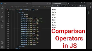 Comparison Operators in JS JavaScript Operators JavaScript Tutorial in Hindi part 18